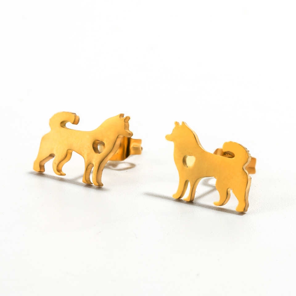 Stainless Steel Doggy Stud Earrings For Women girls Ear Ornaments jewelry