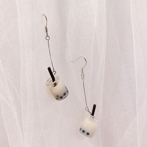 Milk Tea Design Dangle Earrings for Girls Women Birthday Gift Lovely Jewelry