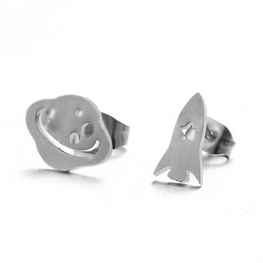 Rocket Planet Mini Studs Earring Cute Female Ear Ornament Charm Jewelry