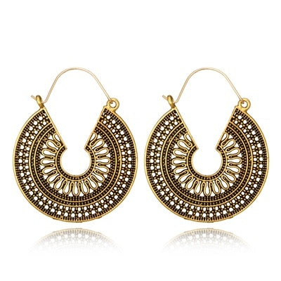 Vintage Ethnic Earring Geometric Antique Hoop Dangle Earrings Trendy Women