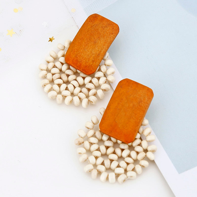 14 Styles Geometric Bamboo Round Party Statement Drop Earrings Modern Women