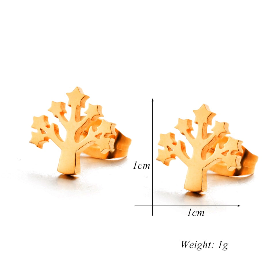 Mini Small Tree Stud Earring Wedding Party Birthday Gift Jewelry Cute Earrings