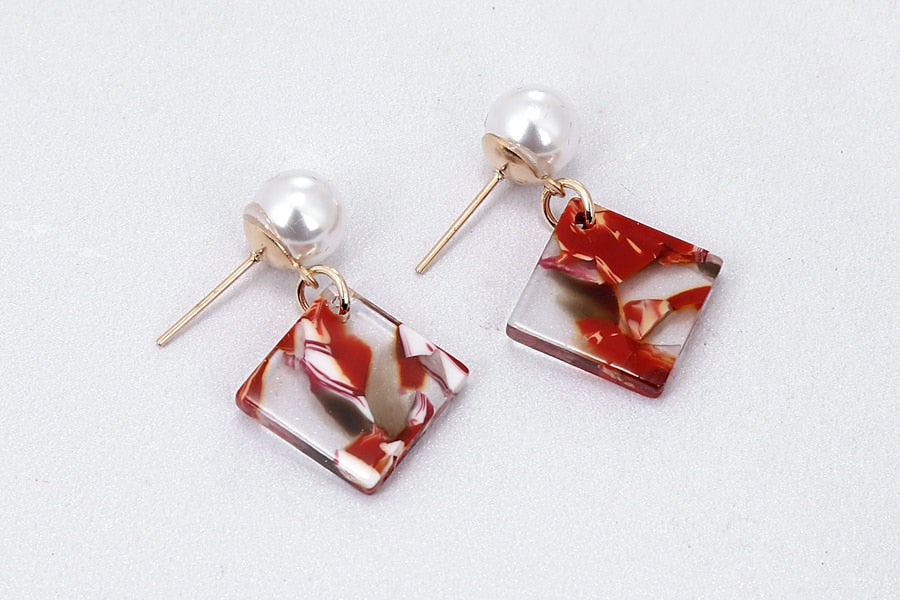 Simple Square Acrylic Pendant Drop Earrings Women Girl Party Gift Fashion Ear