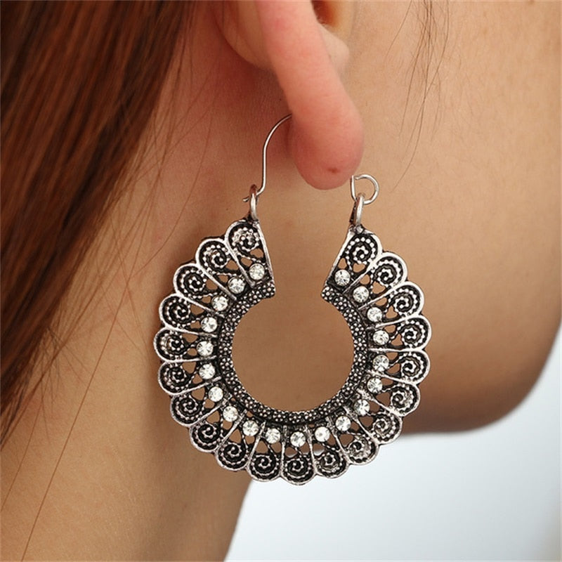 Vintage Ethnic Earring Geometric Antique Hoop Dangle Earrings Trendy Women