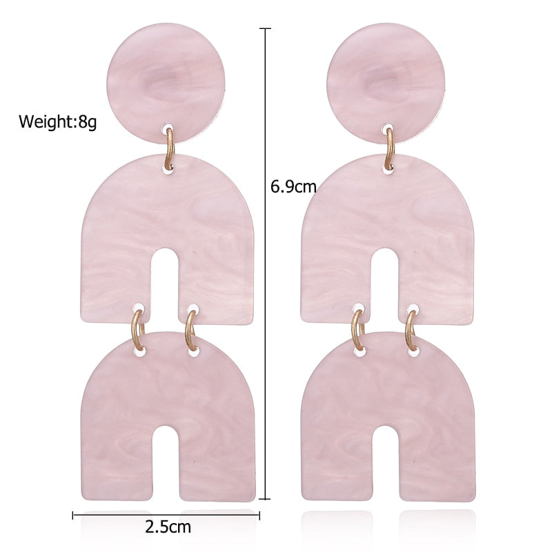 Multi-layer Acrylic Earring Round Semicircle Drop Earrings Women Girl Party Gift