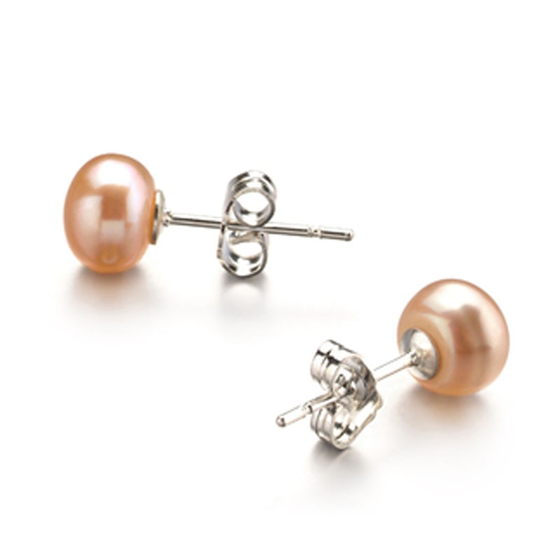 Cultured Black Button Freshwater Pearl Stud Earrings Ear Studs Gift for Her