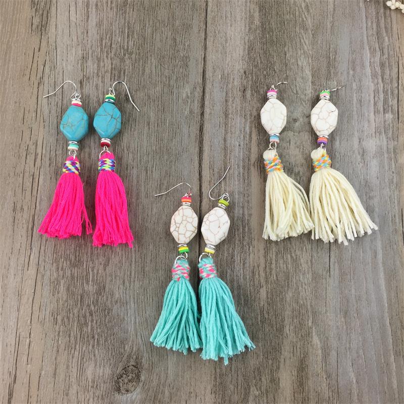 5 Styles Cotton Tassel Dangle Earrings Women Fashion Modern Accessories Cute