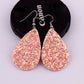 Coral Sparkly Glitter Drop Shape Dangle Earrings for Fashion Stylish Jewelry