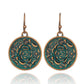 Flower Retro Vintage Ethnic Round Dangle Earrings for Girls Women Birthday Gift