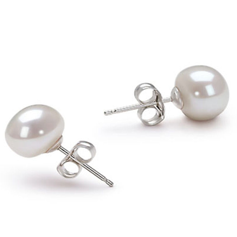 Cultured Black Button Freshwater Pearl Stud Earrings Ear Studs Gift for Her