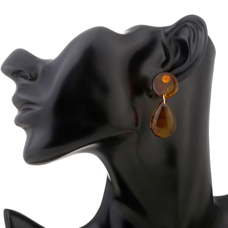 Resin Tortoiseshell Acrylic Water Drop Earrings Women Girl Party Gift Fashion