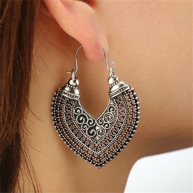 Vintage Ethnic Earring Geometric Antique Hoop Dangle Earrings Trendy Women