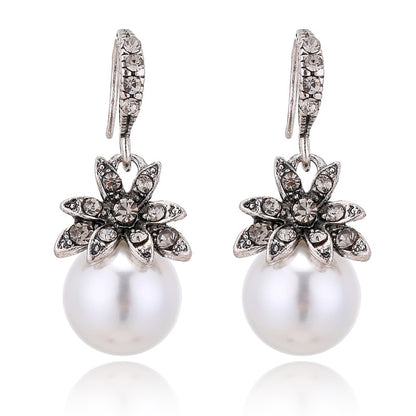 Flower Pearl Drop Earrings Modern Women Stylish Gift Jewelry Ear Fashion Pendant