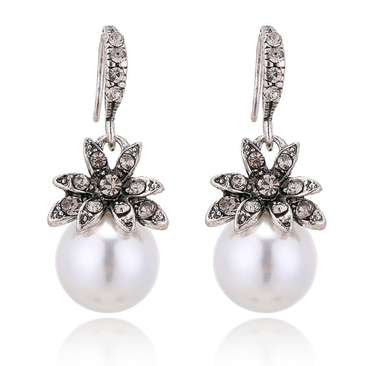 Flower Pearl Drop Earrings Modern Women Stylish Gift Jewelry Ear Fashion Pendant