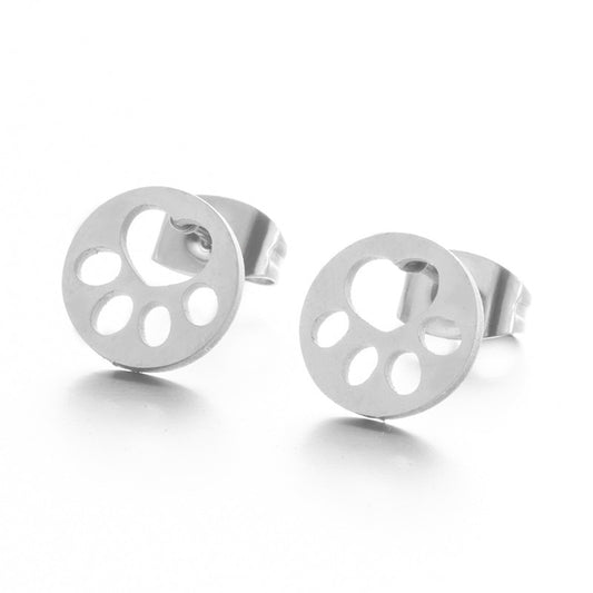 Animal Footstep Footprint Stud Earrings Girls Ear Ornaments Stainless Steel