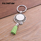 9 Color Tassels Key Rings Chain Filligree Fit Round 25mm Logo Pendant Diy