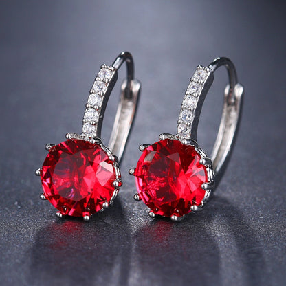 Zirconia Red Element Stud Earrings Women Fashion Jewelry Girl Accessories