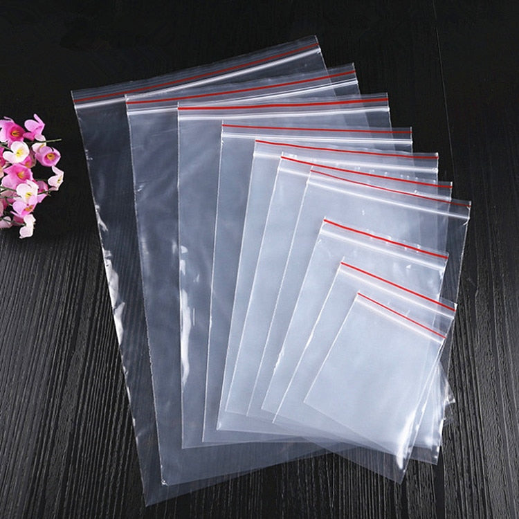 100pcs High Clear Small Plastic Gifts Jewelry Zip-lock Bag Hardware Bracelets