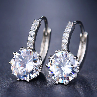 Zirconia Element Stud Earrings White Fashion Jewelry Girl Accessories