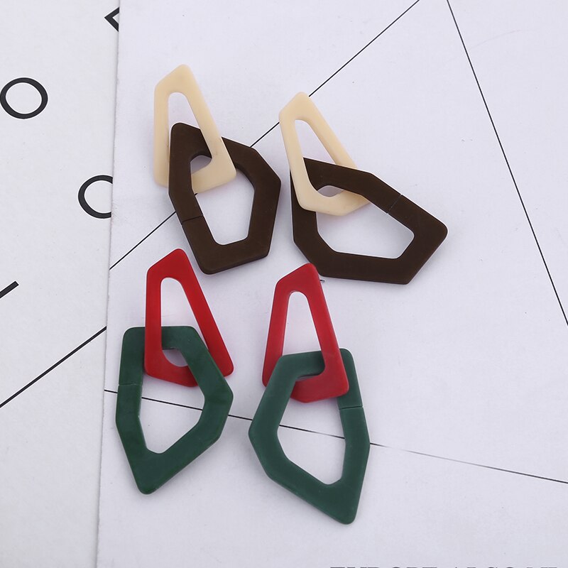 4 Colors Geometric Rings Acrylic Drop Earrings Women Girl Party Gift Fashion Ear