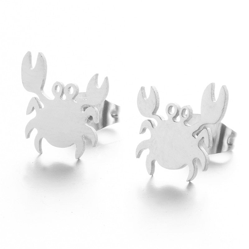 Crab Sea Animal Stud Earrings Girls Ear Ornaments Stainless Steel Jewlery Gifts