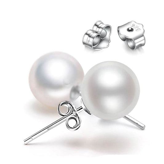 Simple Faux Pearl Decor Stud Earrings for Women Girls Ear Studs Jewelry Gift