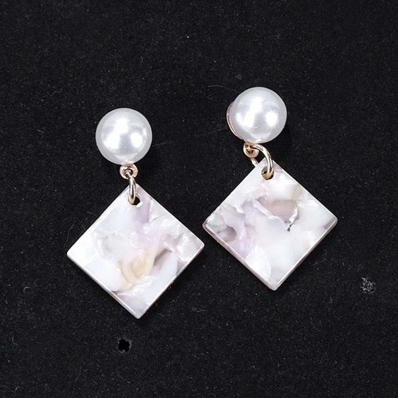 Simple Square Acrylic Pendant Drop Earrings Women Girl Party Gift Fashion Ear