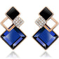 Blue Rhinestone Decor Geometric Stud Earrings for Women Girls Ear Studs Jewelry