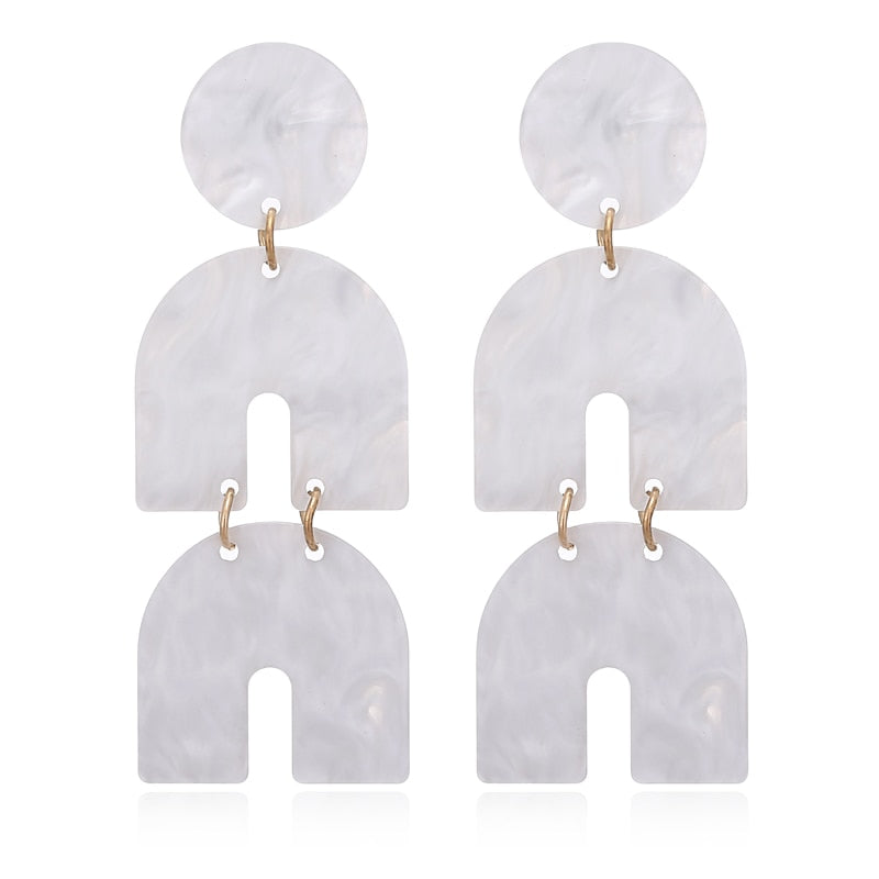 Multi-layer Acrylic Earring Round Semicircle Drop Earrings Women Girl Party Gift