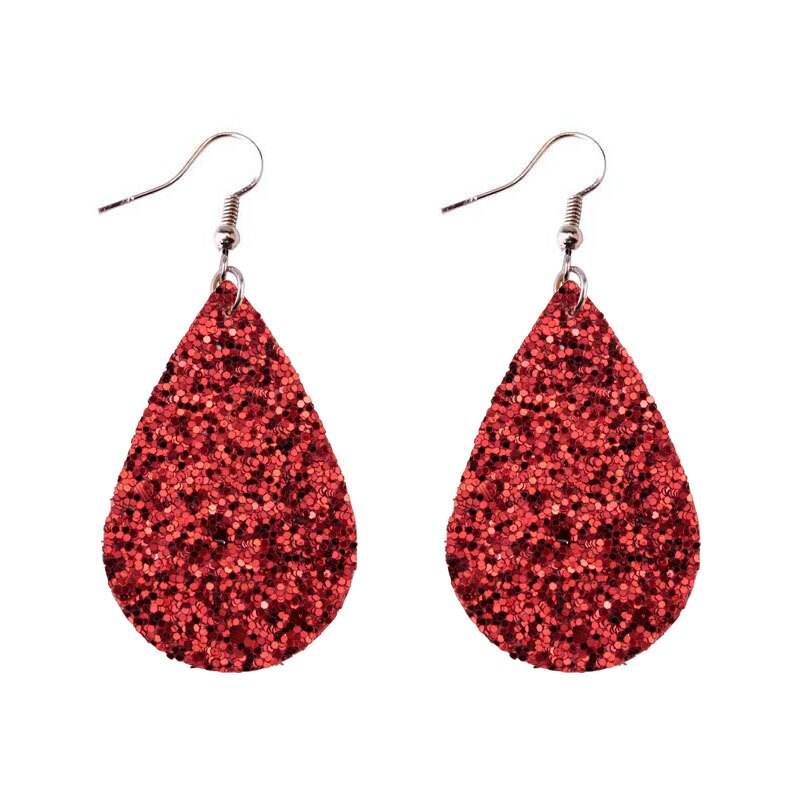 Glitter Sparkling Water Drop Shaped Lady Cute Dangle Earrings for Women Jewelry