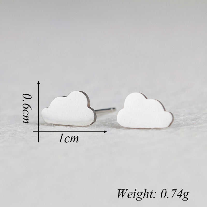 Creative Cute Cloud Mini Stud Earrings For Woman and Girls Female Stainless