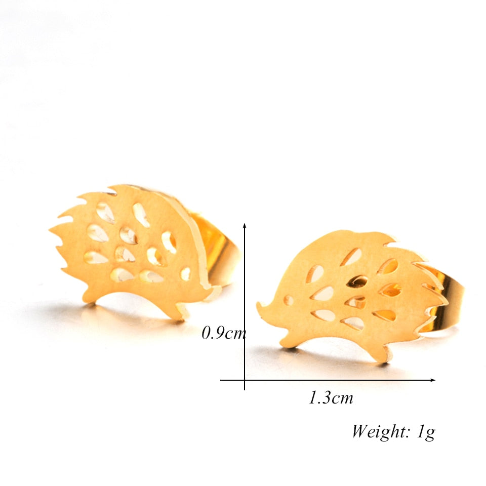Hedgehog Animal Mini Studs Earring Cute Female Ear Ornament Charm Jewelry