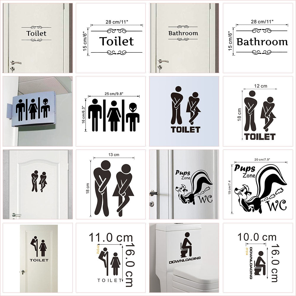 WC Toilet Entrance Sign Door Stickers For Public Place Home Decoration Creative