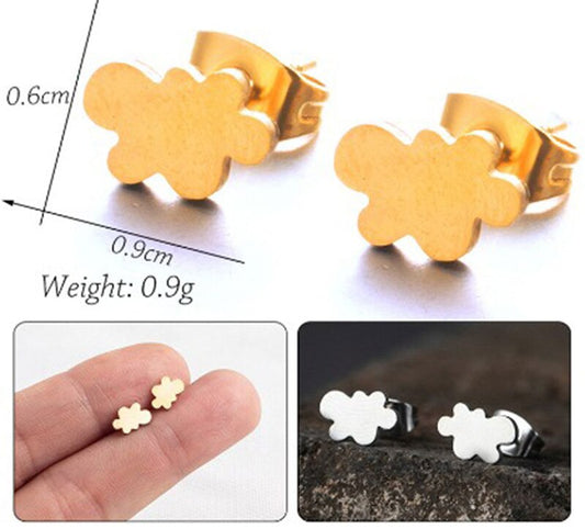 Small Puffy Cloud Stud Earrings Women Girl Party Stainless Steel Jewelry