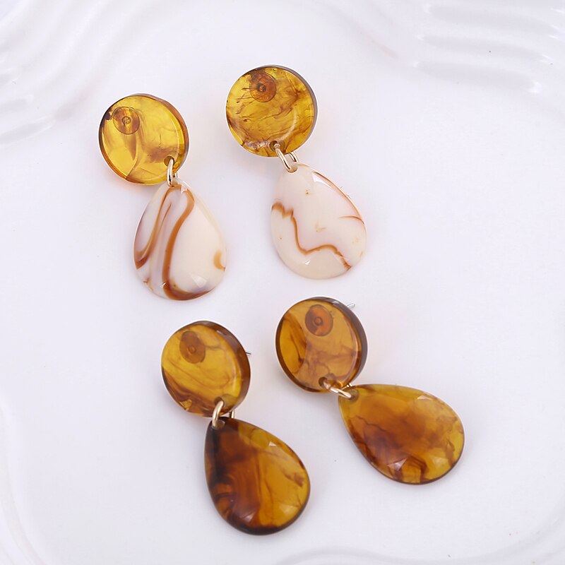 Resin Tortoiseshell Acrylic Water Drop Earrings Women Girl Party Gift Fashion