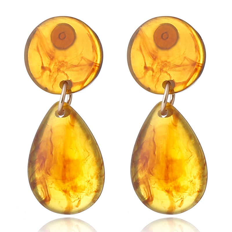 Resin Tortoiseshell Acrylic Water Drop Earrings Women Girl Party Gift Fashion