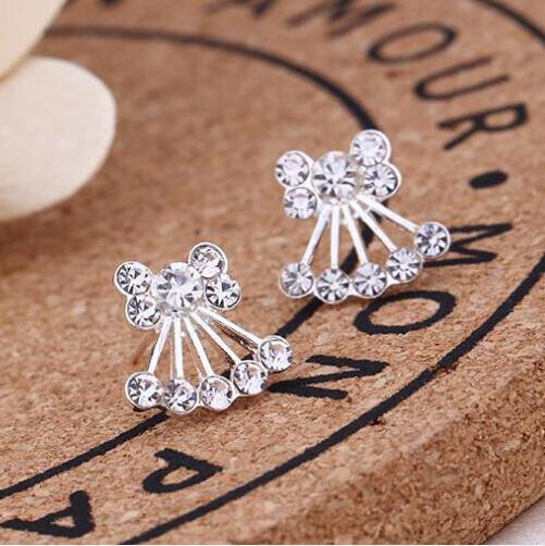 Bow Cherry Rhinestone Stud Earrings Women Art Fashion Cartoon Earrings Creative