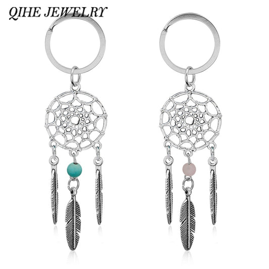 2 Styles Beads Dreamcatcher Feather Wind Dream Catcher Key Chain Women Vintage