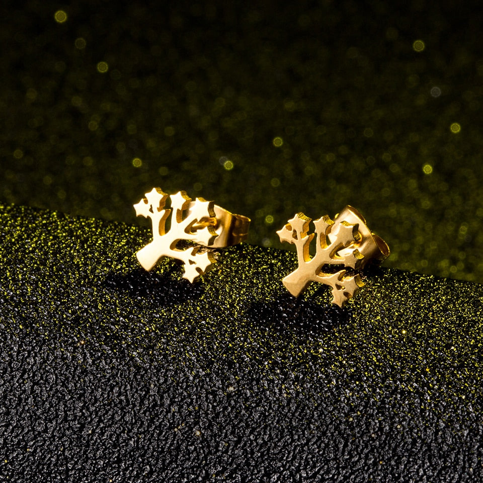 Mini Small Tree Stud Earring Wedding Party Birthday Gift Jewelry Cute Earrings