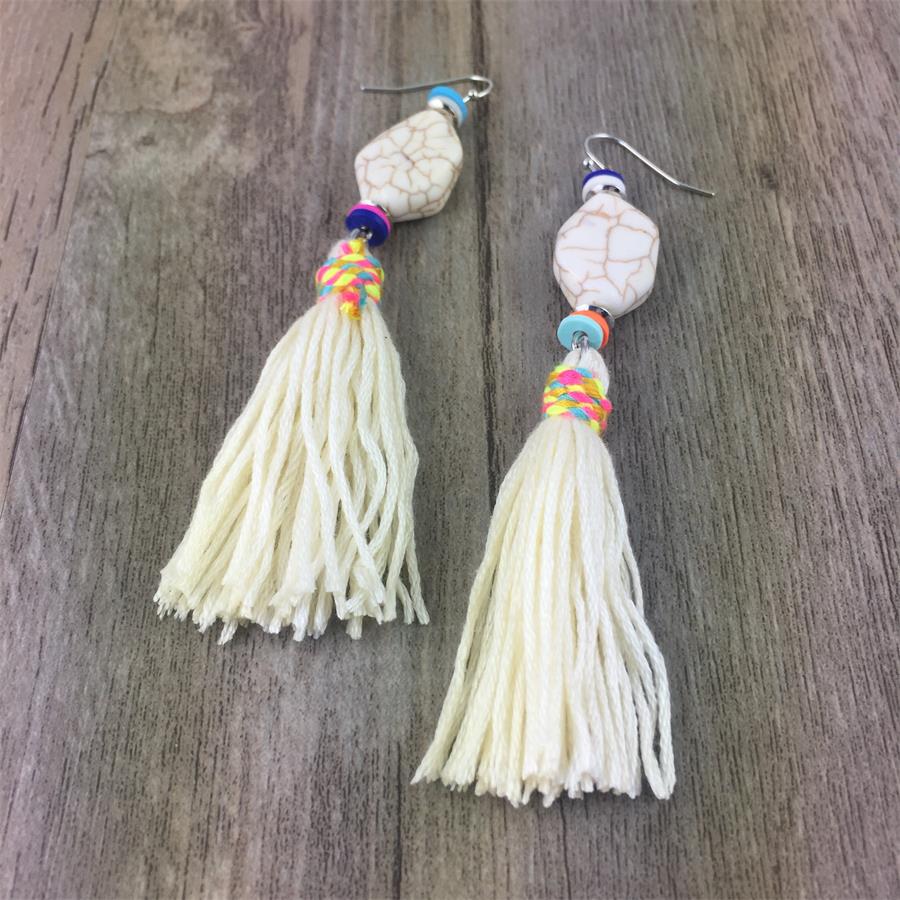 5 Styles Cotton Tassel Dangle Earrings Women Fashion Modern Accessories Cute