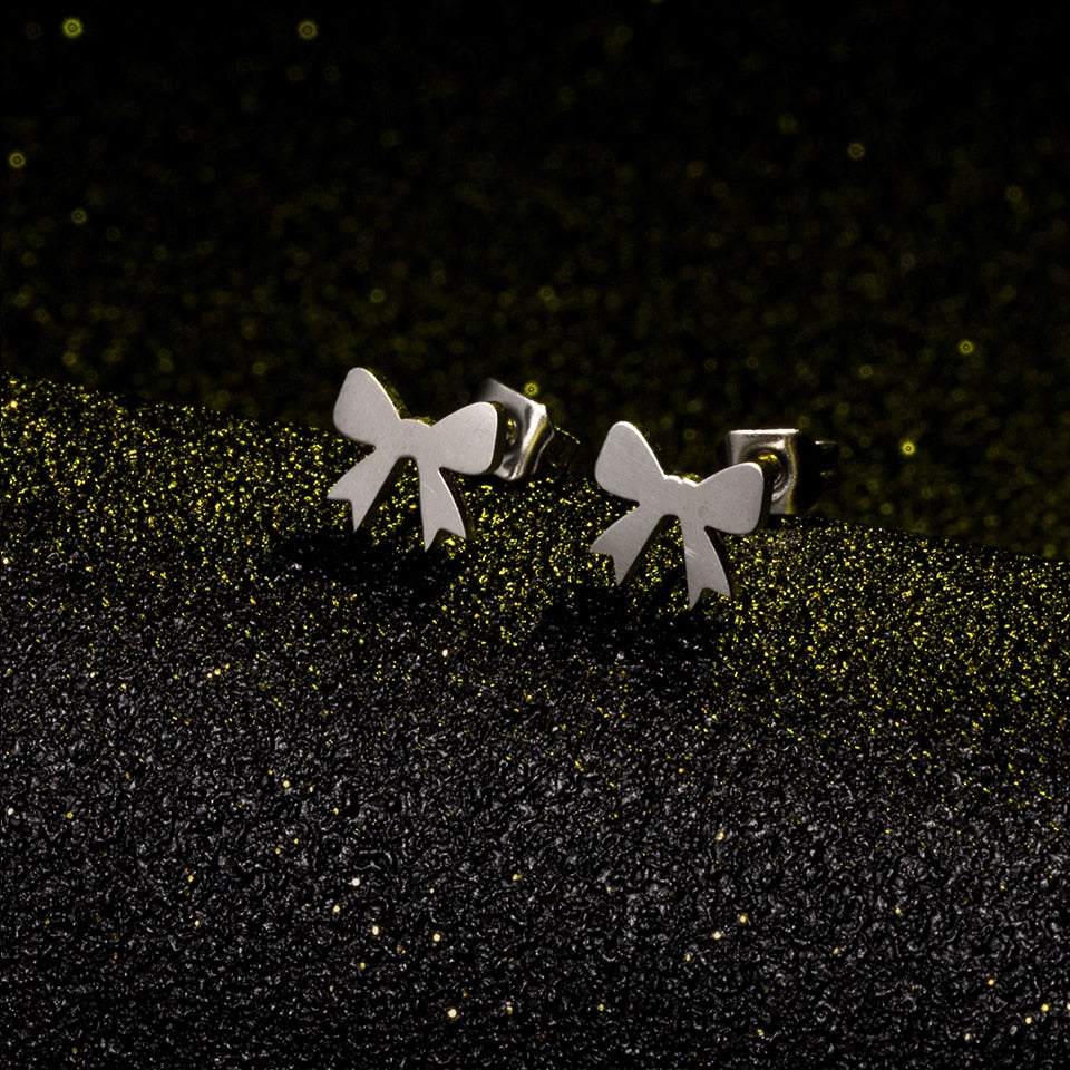 Bow Mini Studs Earring Cute Female Ear Ornament Charm Jewelry Accessory
