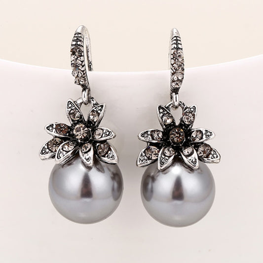 Grey Pearl Drop Earrings Modern Women Stylish Gift Jewelry Ear Fashion Pendant