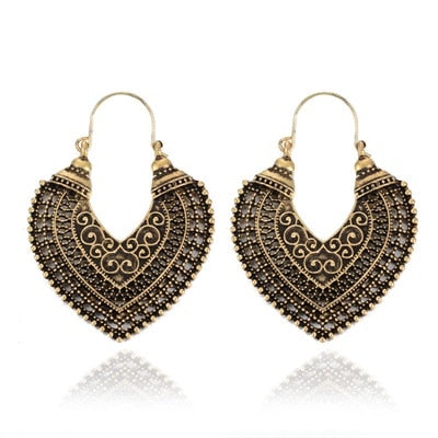 Vintage Ethnic Earring Geometric Antique Hoop Dangle Earrings Trendy Women