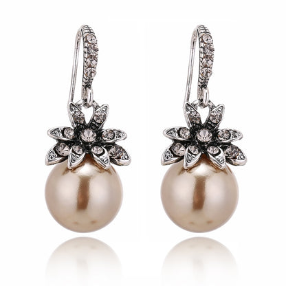 Brown Pearl Drop Earrings Modern Women Stylish Gift Jewelry Ear Fashion Pendant