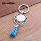 9 Color Tassels Key Rings Chain Filligree Fit Round 25mm Logo Pendant Diy