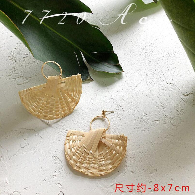 15 Styles Handmade Geometric Wooden Big Hollow Out Square Rattan Straw Drop