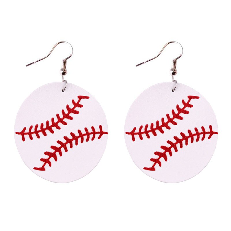 Baseball Ball Pendant PU Leather Lady Cute Drop Earrings for Women Jewelry Girls
