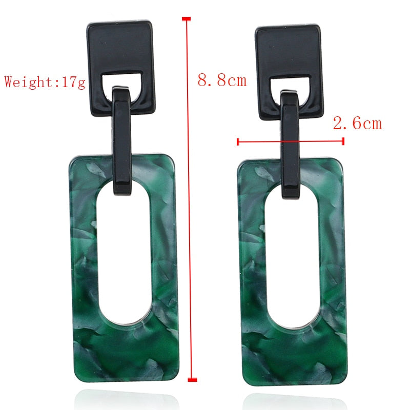 Acrylic Rectangular Drop Earrings Women Girl Party Gift Fashion Ear Jewelry