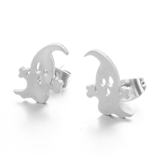 Halloween Ghost Stud earrings Small Women Girl Party Stainless Steel Jewelry