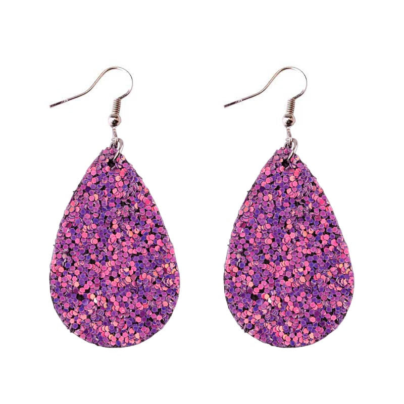 Glitter Sparkling Water Drop Shaped Lady Cute Dangle Earrings for Women Jewelry